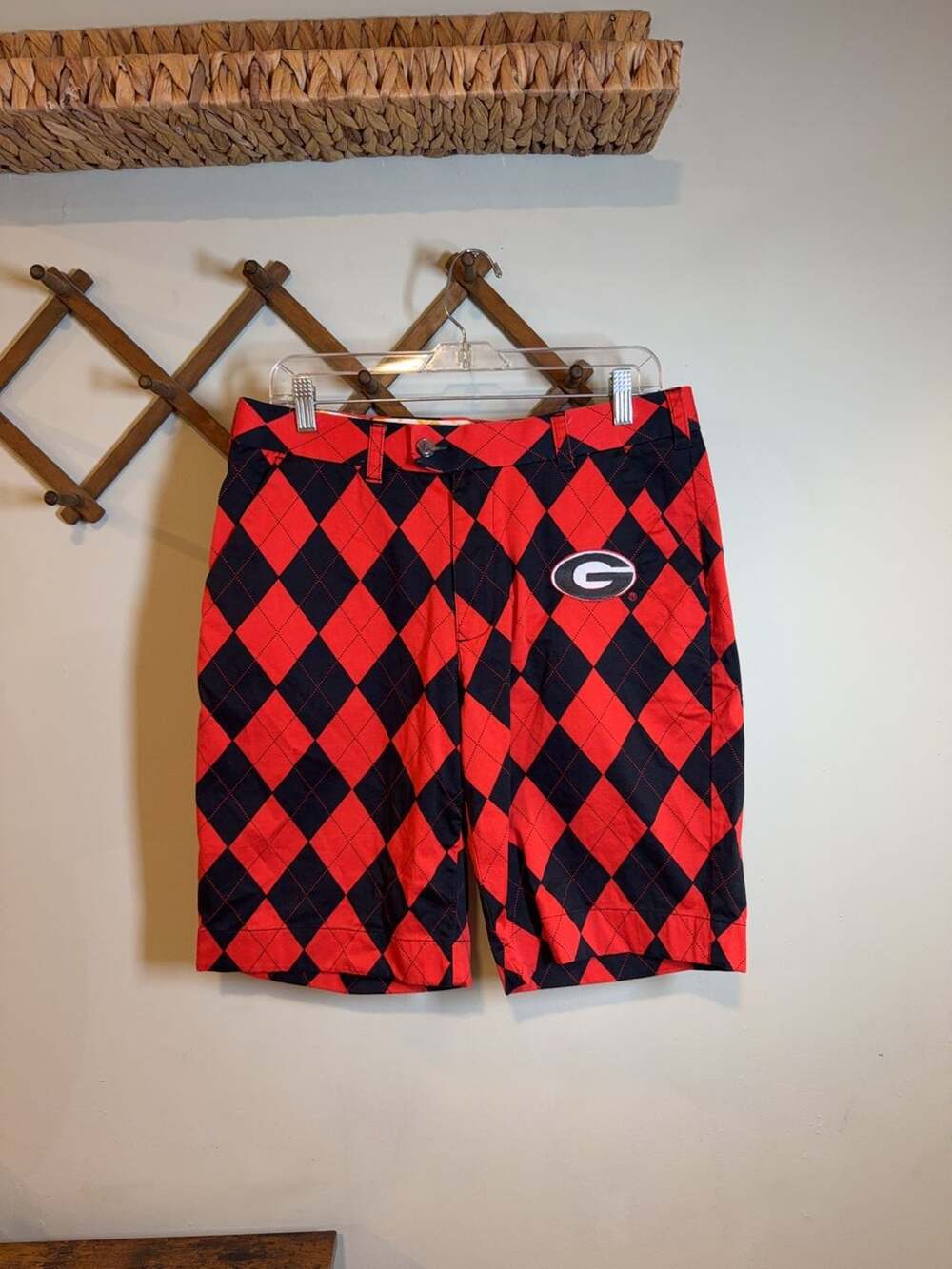 Loudmouth University of Georgia Bulldogs Argyle Golf Shorts Size 32